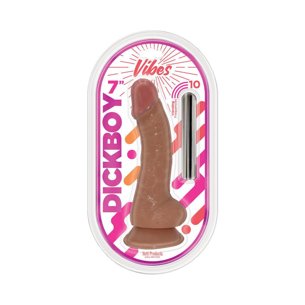 Dickboy Vibes 7 in. Dildo with Rechargeable Bullet Caramel-0