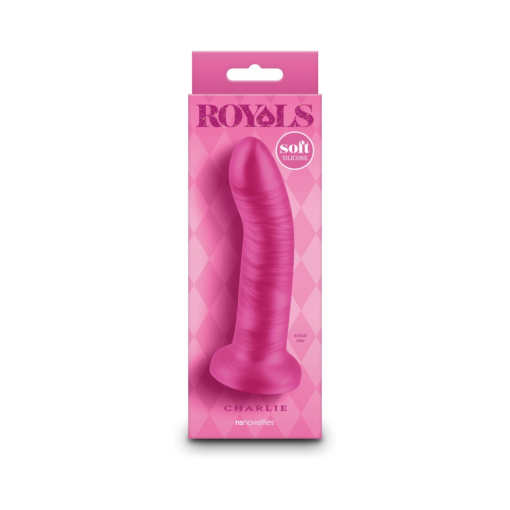 Royals Charlie 5 in. Metallic Curved Dildo Pink-0