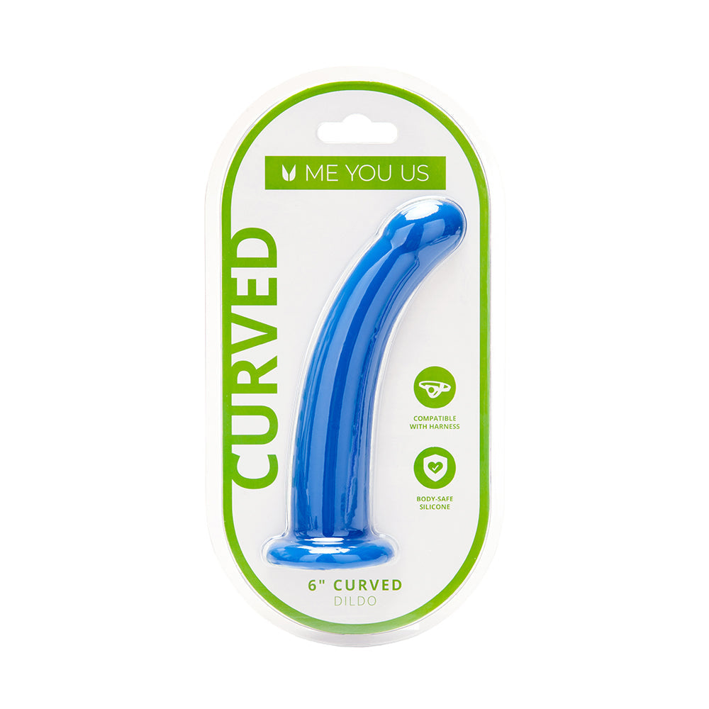Me You Us 6 in. Curved Silicone Dildo Blue-0