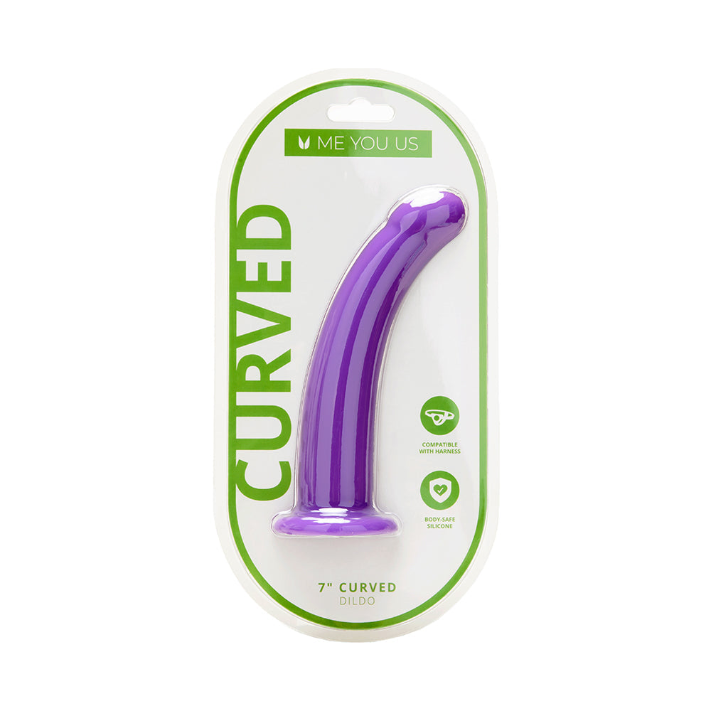 Me You Us 7 in. Curved Silicone Dildo Purple-0