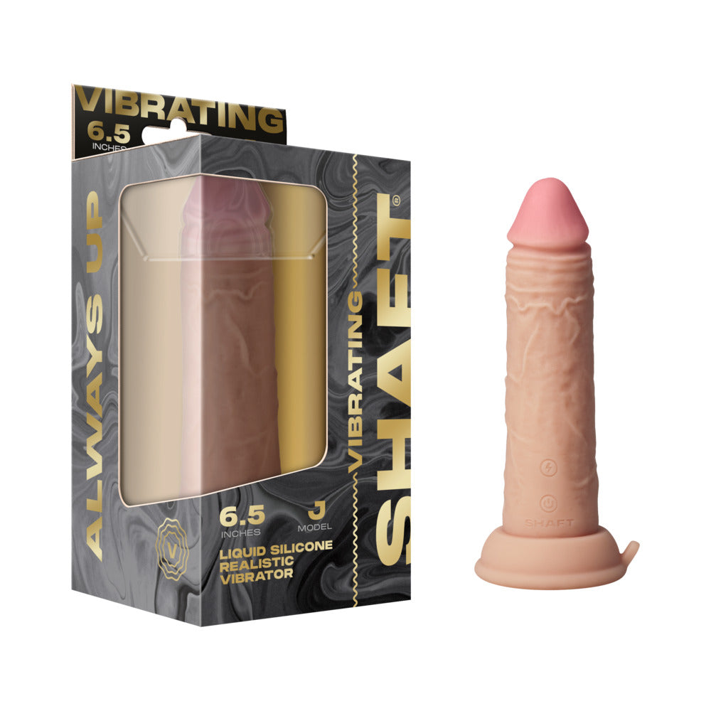 Shaft Vibrating Model J: 6.5 in. Dual Density Silicone Dildo Pine-0