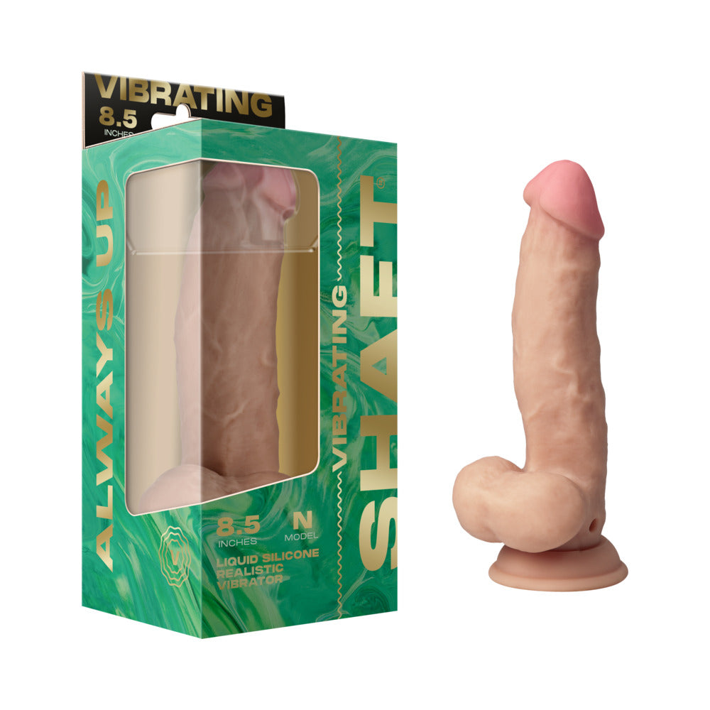 Shaft Vibrating Model N: 8.5 in. Dual Density Silicone Dildo Pine-0