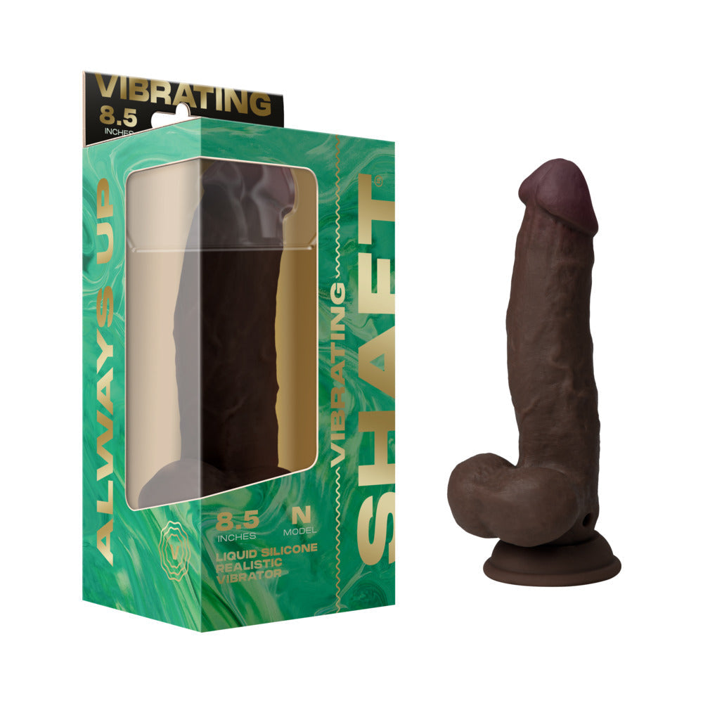 Shaft Vibrating Model N: 8.5 in. Dual Density Silicone Dildo Mahogany-0