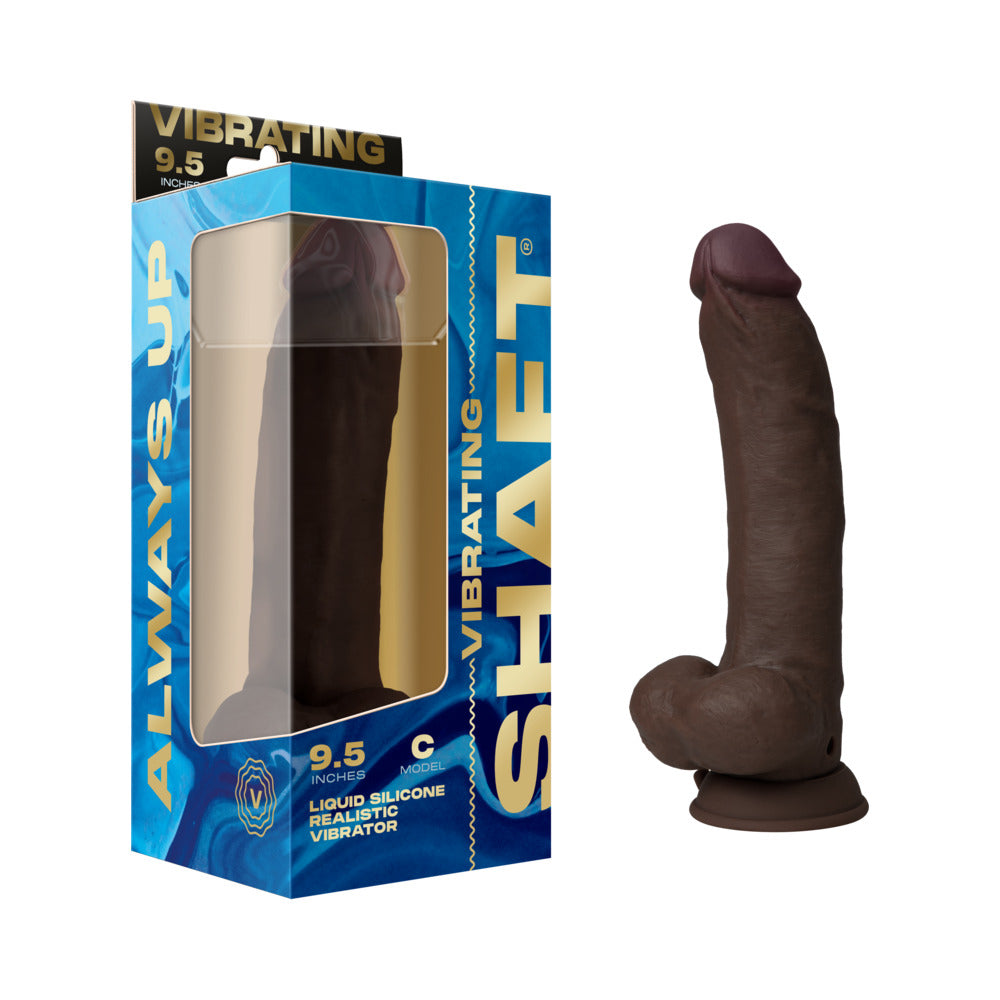 Shaft Vibrating Model C: 9.5 in. Dual Density Silicone Dildo Mahogany-0