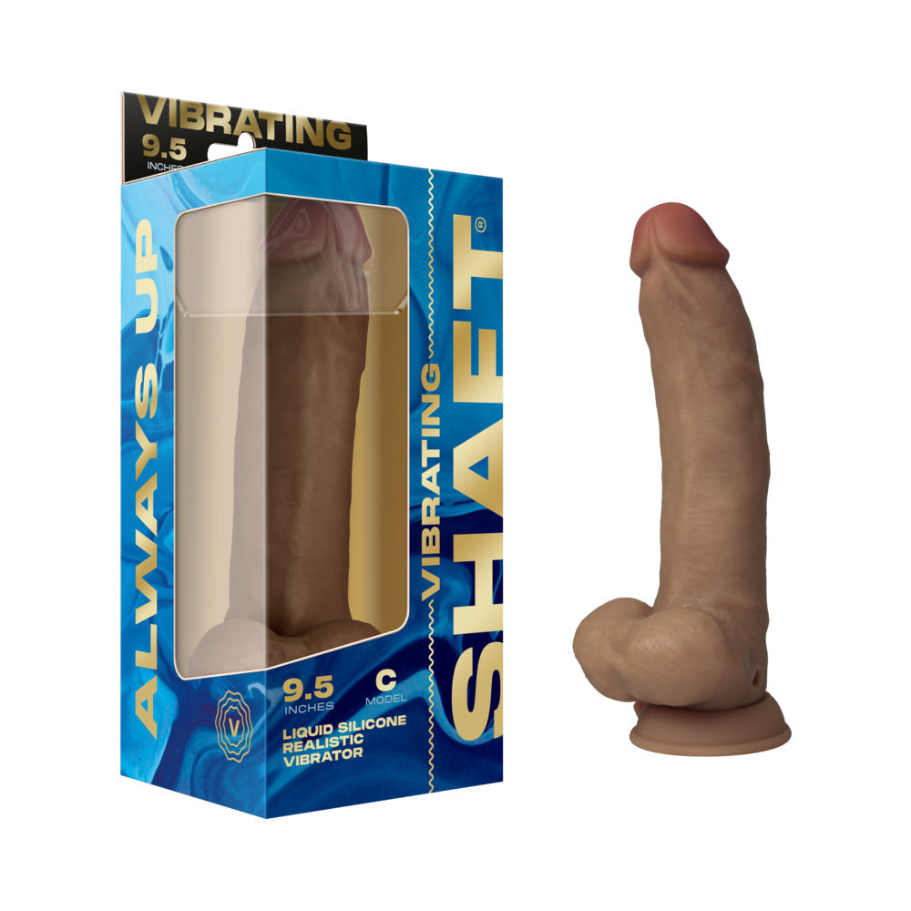 Shaft Vibrating Model C: 9.5 in. Dual Density Silicone Dildo Oak-0