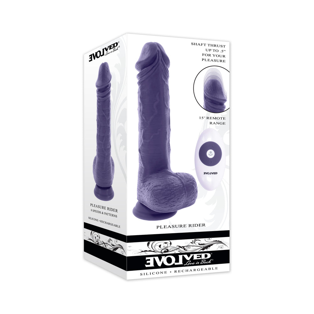 Evolved Pleasure Rider Rechargeable Dildo with Remote Silicone Purple-0