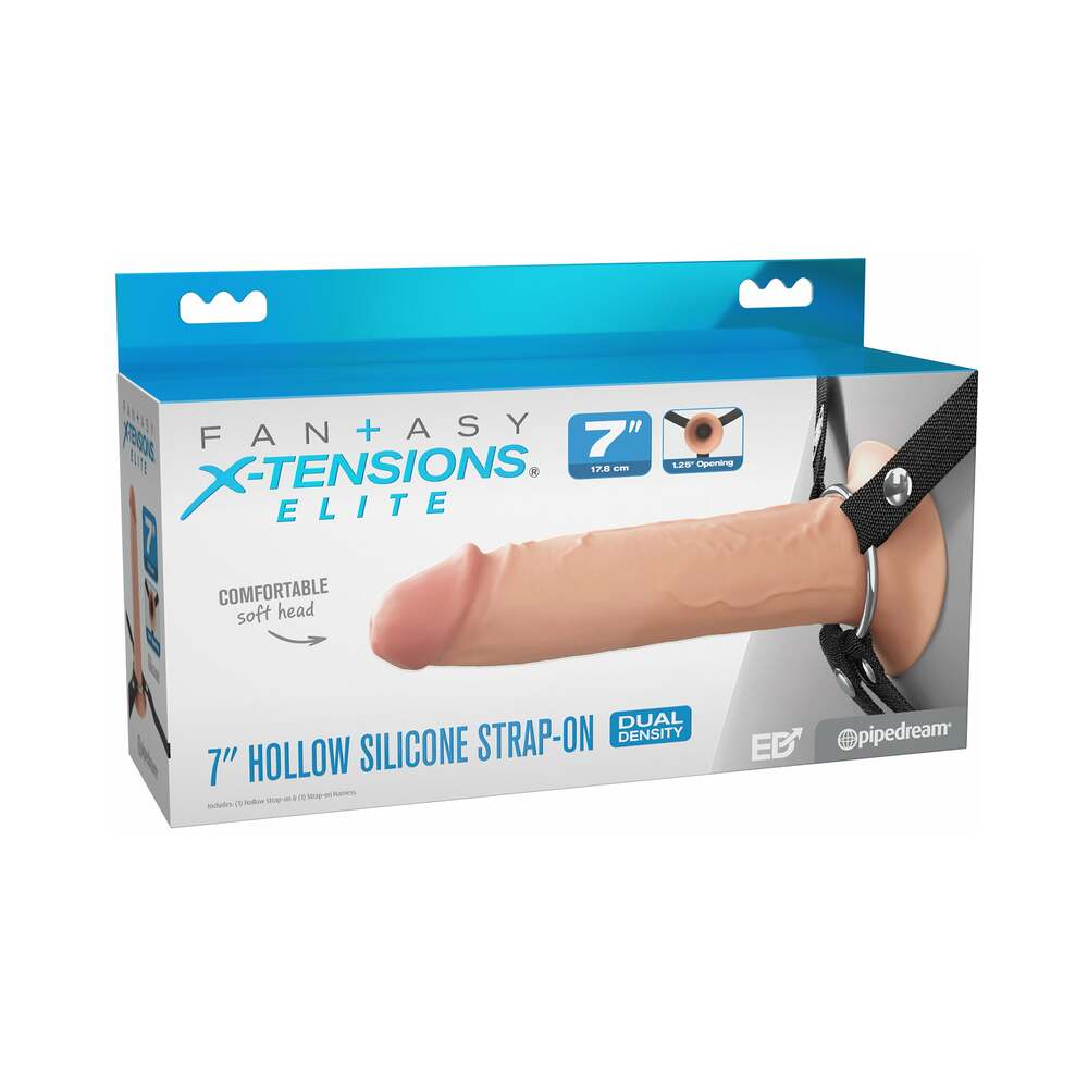 Fantasy X-Tensions Elite Hollow Silicone Strap-On 7 in. Light-0