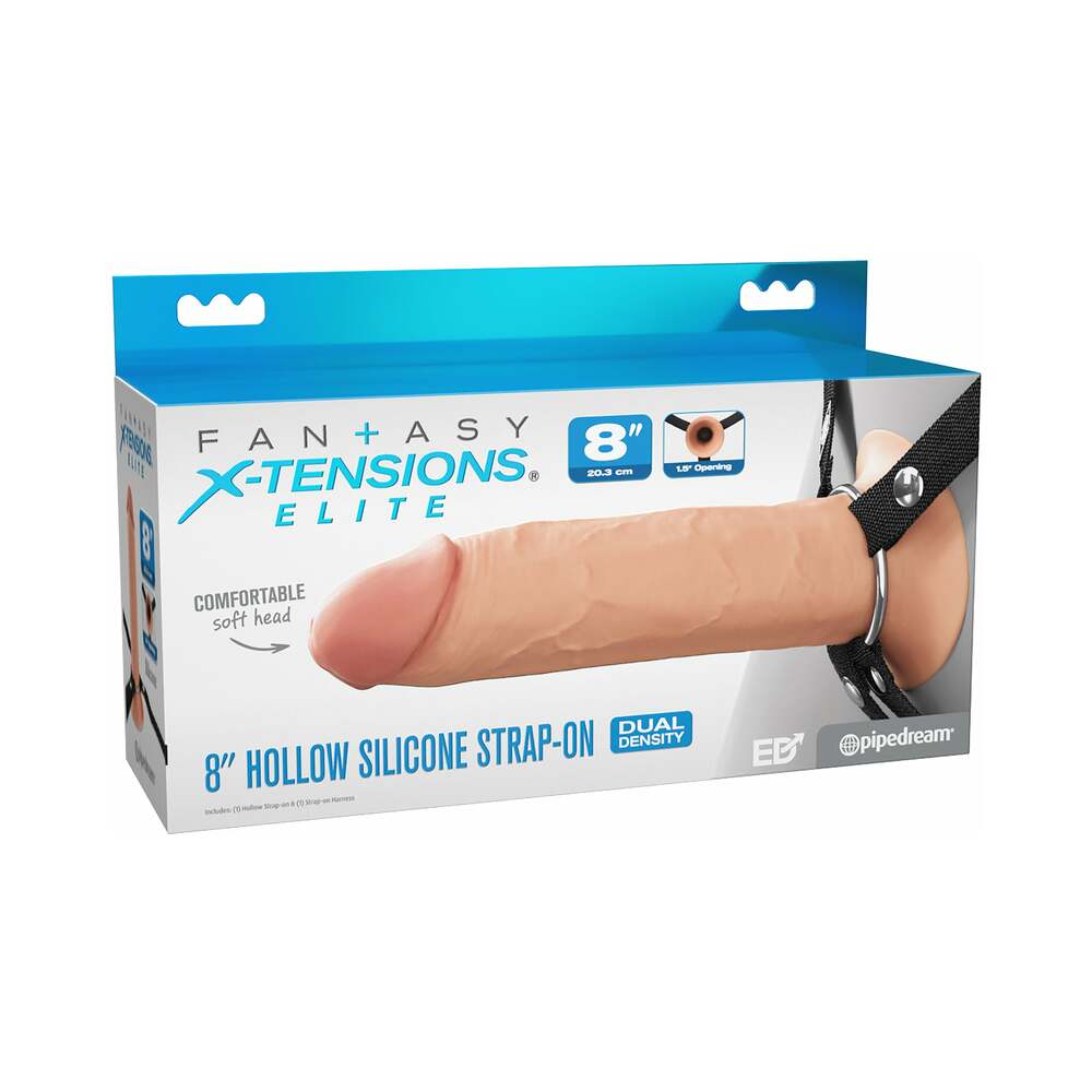 Fantasy X-Tensions Elite Hollow Silicone Strap-On 8 in. Light-0