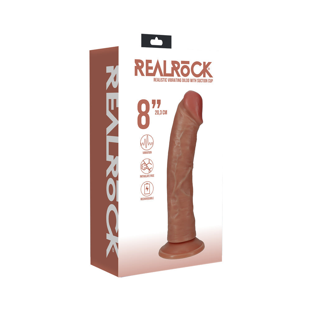 RealRock 8 in. Vibrating Cock Regular Curved Tan-0