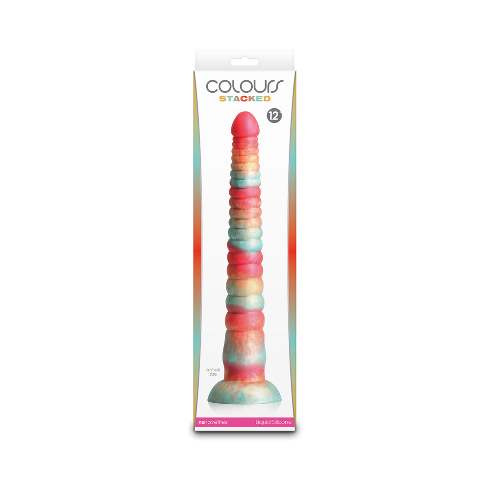 Colours Stacked 12 in. Dildo Red/Gold-0
