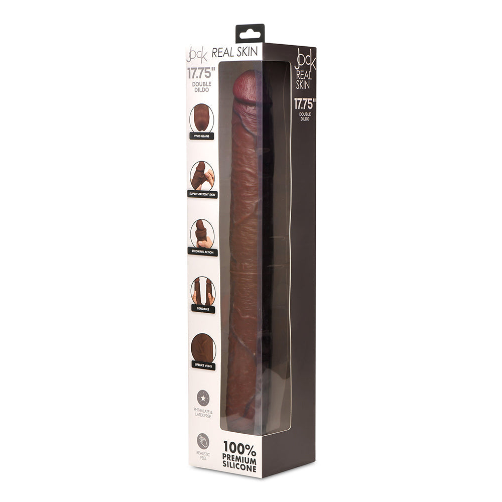 JOCK Real Skin 17.75 in. Double Dildo Dark-0
