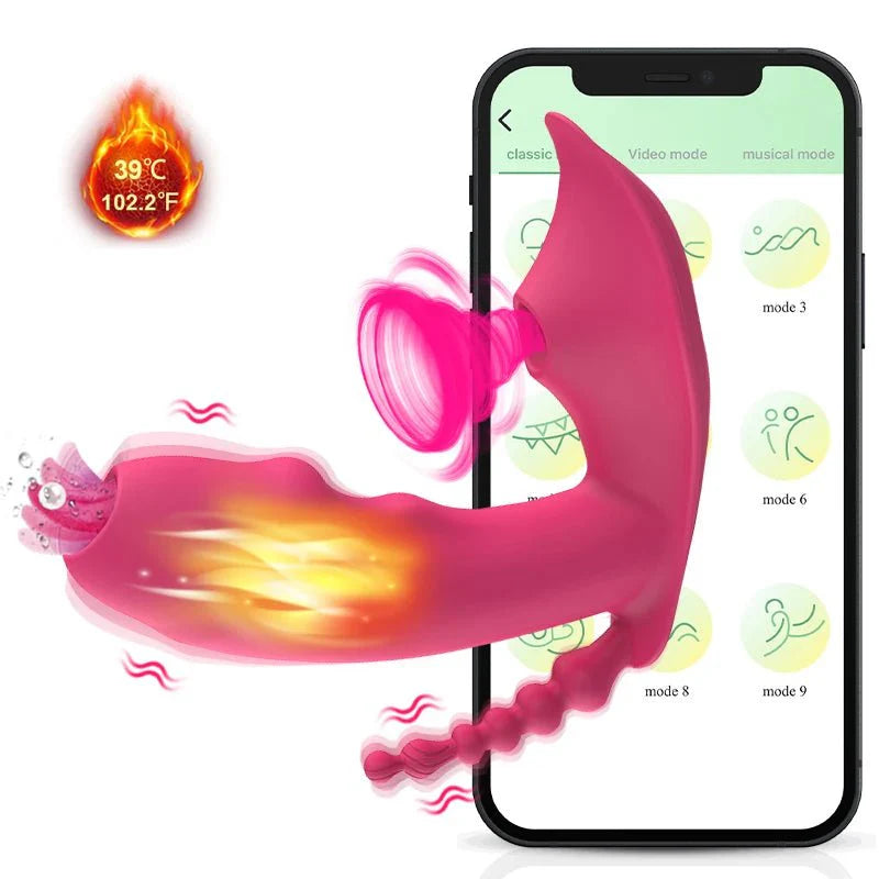 3-in-1 Bluetooth APP Controlled Dildo Vibrator with Heating & Vacuum Suction | Vagina, Clitoris Stimulator | Female Masturbator Sex Toy for Women-1
