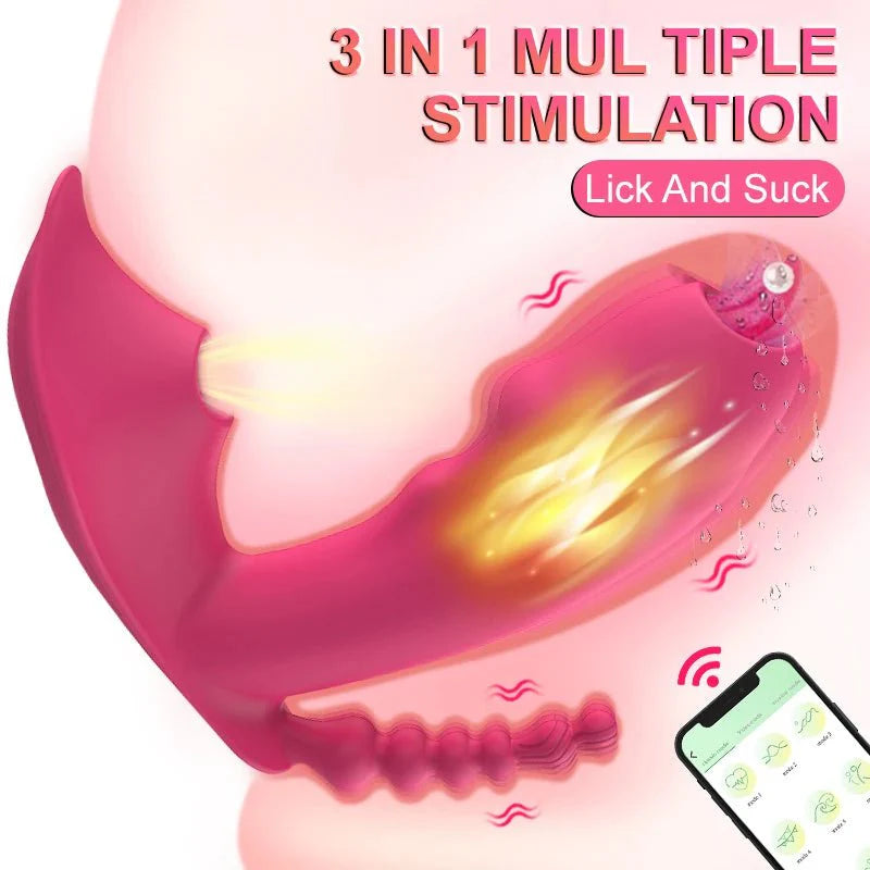 3-in-1 Bluetooth APP Controlled Dildo Vibrator with Heating & Vacuum Suction | Vagina, Clitoris Stimulator | Female Masturbator Sex Toy for Women-2