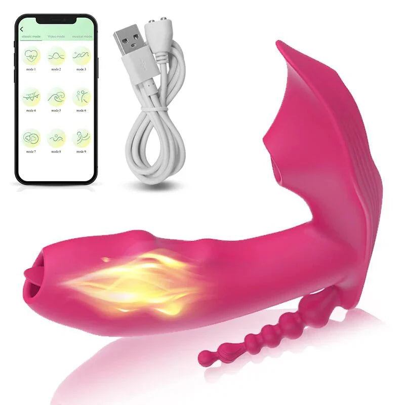 3-in-1 Bluetooth APP Controlled Dildo Vibrator with Heating & Vacuum Suction | Vagina, Clitoris Stimulator | Female Masturbator Sex Toy for Women-5