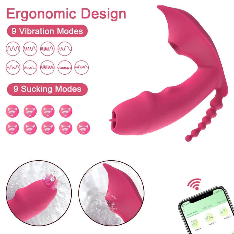 3-in-1 Bluetooth APP Controlled Dildo Vibrator with Heating & Vacuum Suction | Vagina, Clitoris Stimulator | Female Masturbator Sex Toy for Women-3