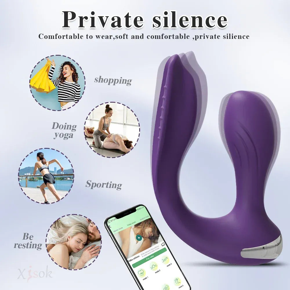 App Control Dual Ended Vibrator for Women Clit Anal Stimulation Couples-3