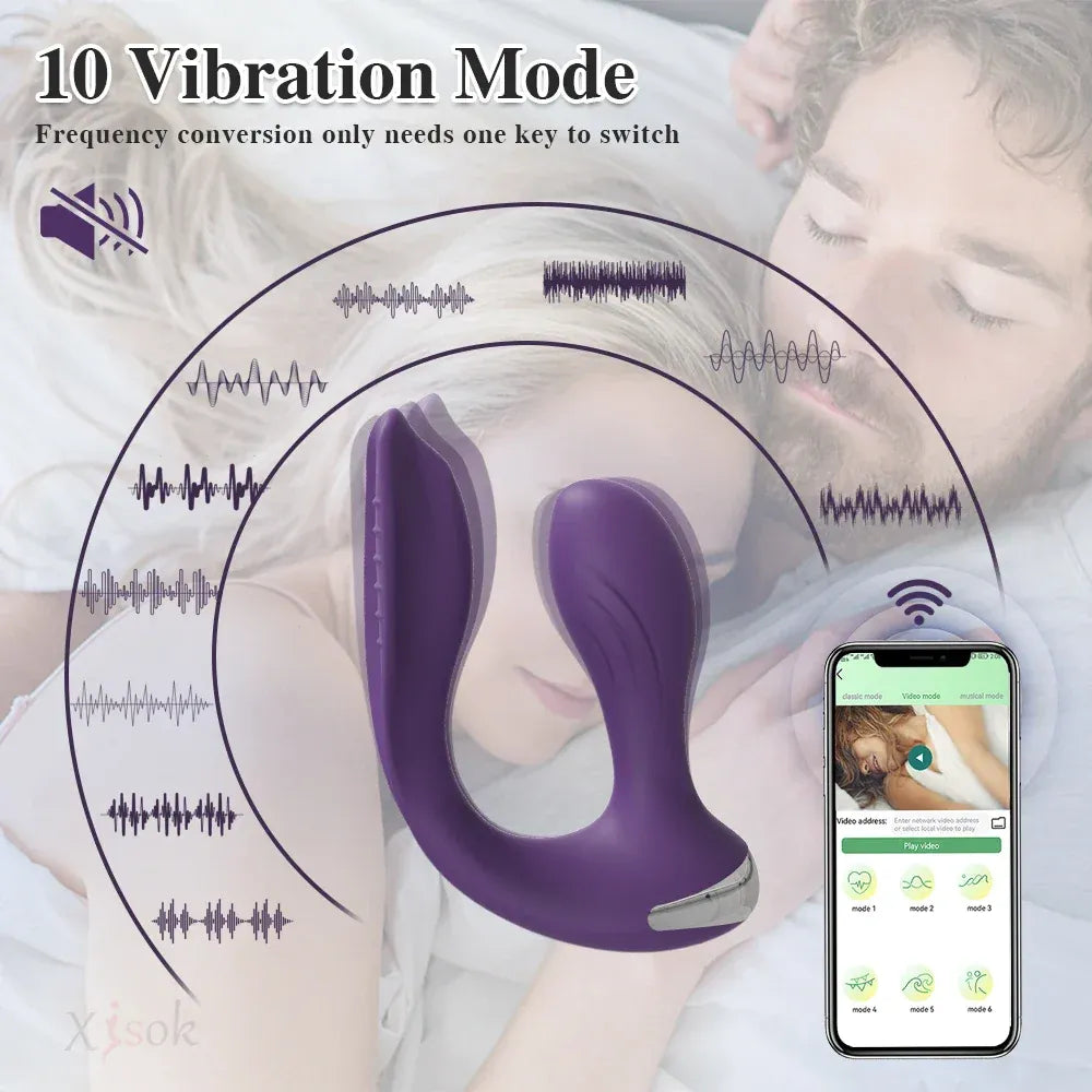 App Control Dual Ended Vibrator for Women Clit Anal Stimulation Couples-2