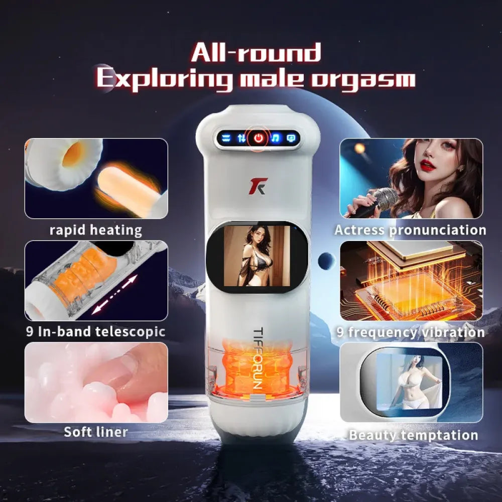 Auto Male Masturbator Cup Telescopic Thrusting Vibrating Heating Real Vagina for Men-3