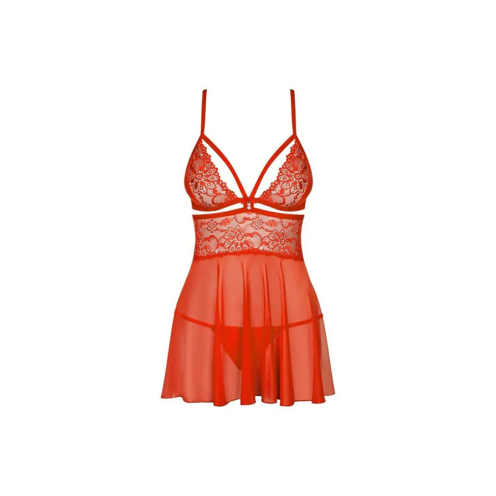 Babydoll By Obsessive 838-Bab-3 Red L/Xl-3