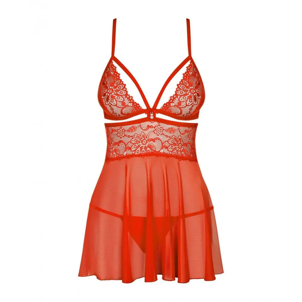 Babydoll By Obsessive 838-Bab-3 Red L/Xl-2