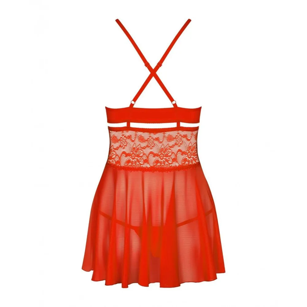 Babydoll By Obsessive 838-Bab-3 Red L/Xl-1