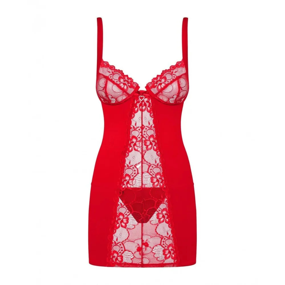 Babydoll By Obsessive D605 Red L/Xl-0