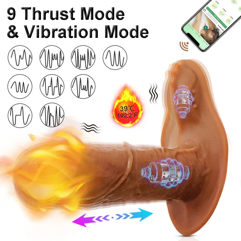 Bluetooth Thrusting Dildo with Heat for Women-4