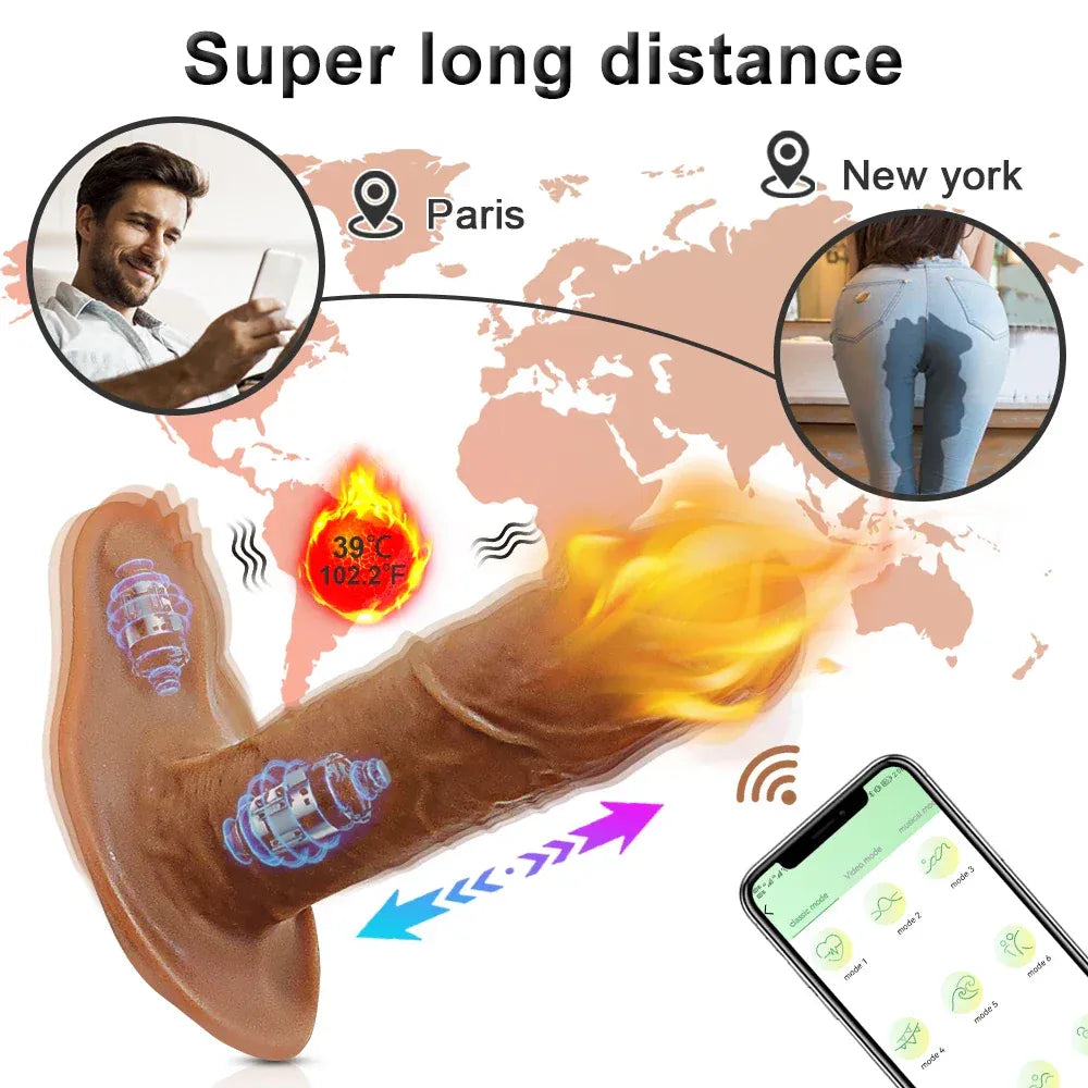 Bluetooth Thrusting Dildo with Heat for Women-3