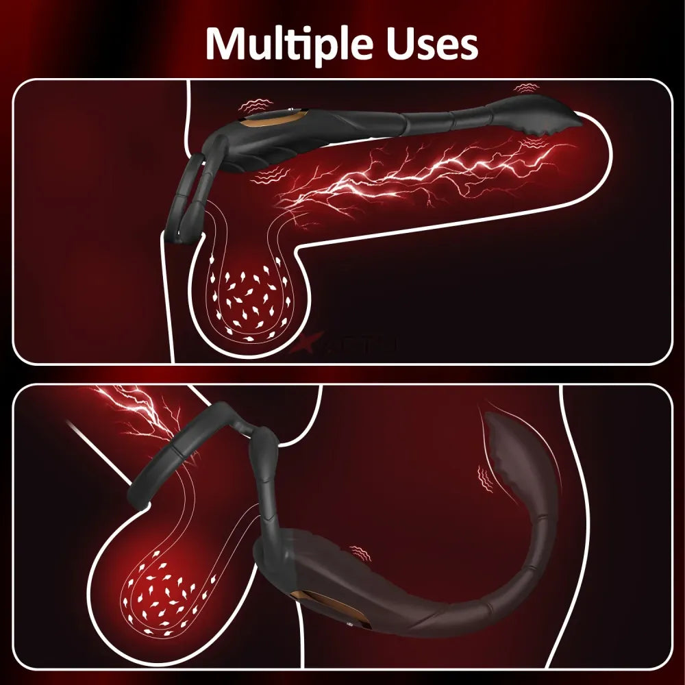 Double Ring Prostate Vibrator for Men - Delay Ejaculation-3