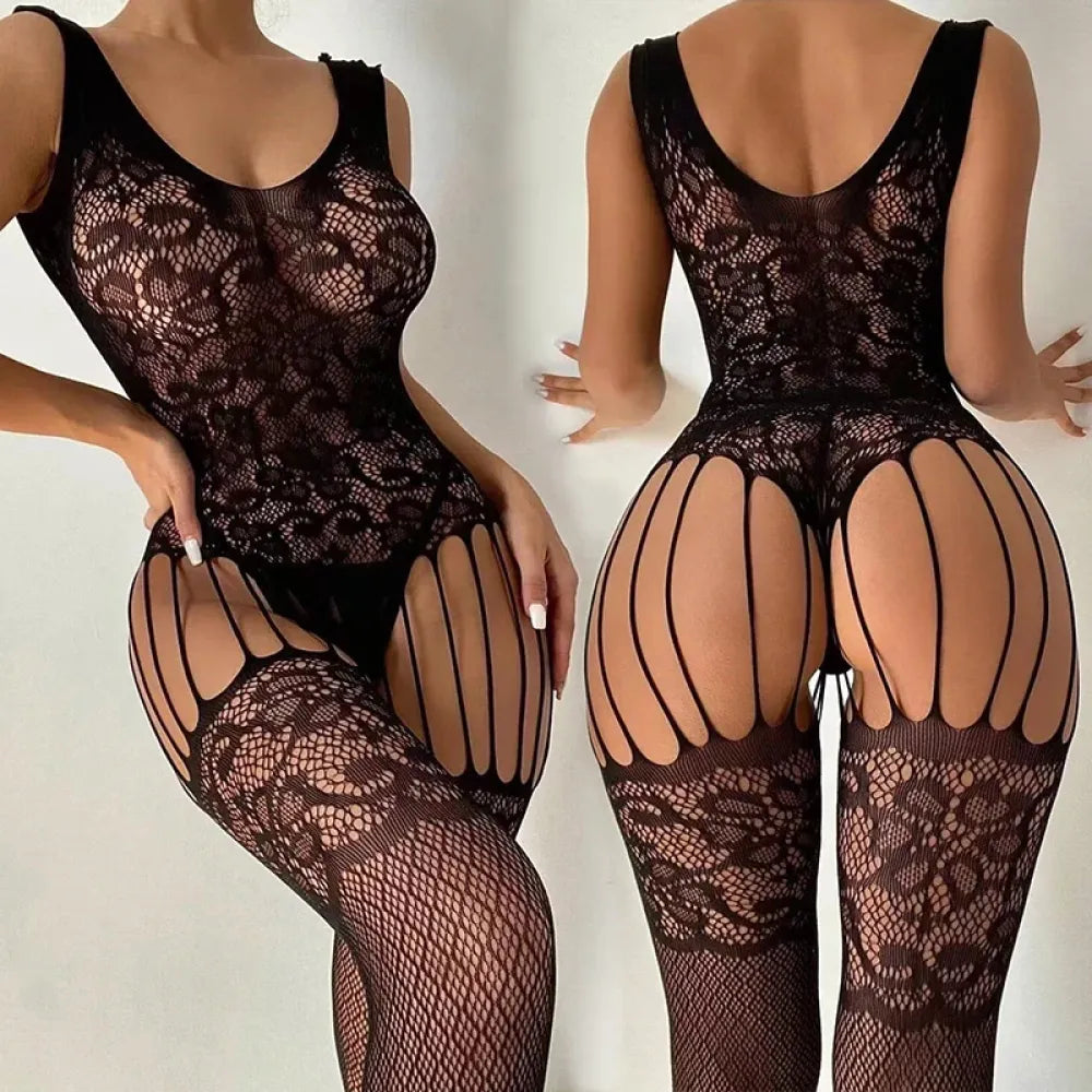 Fishnet Bodystocking Open Crotch-0