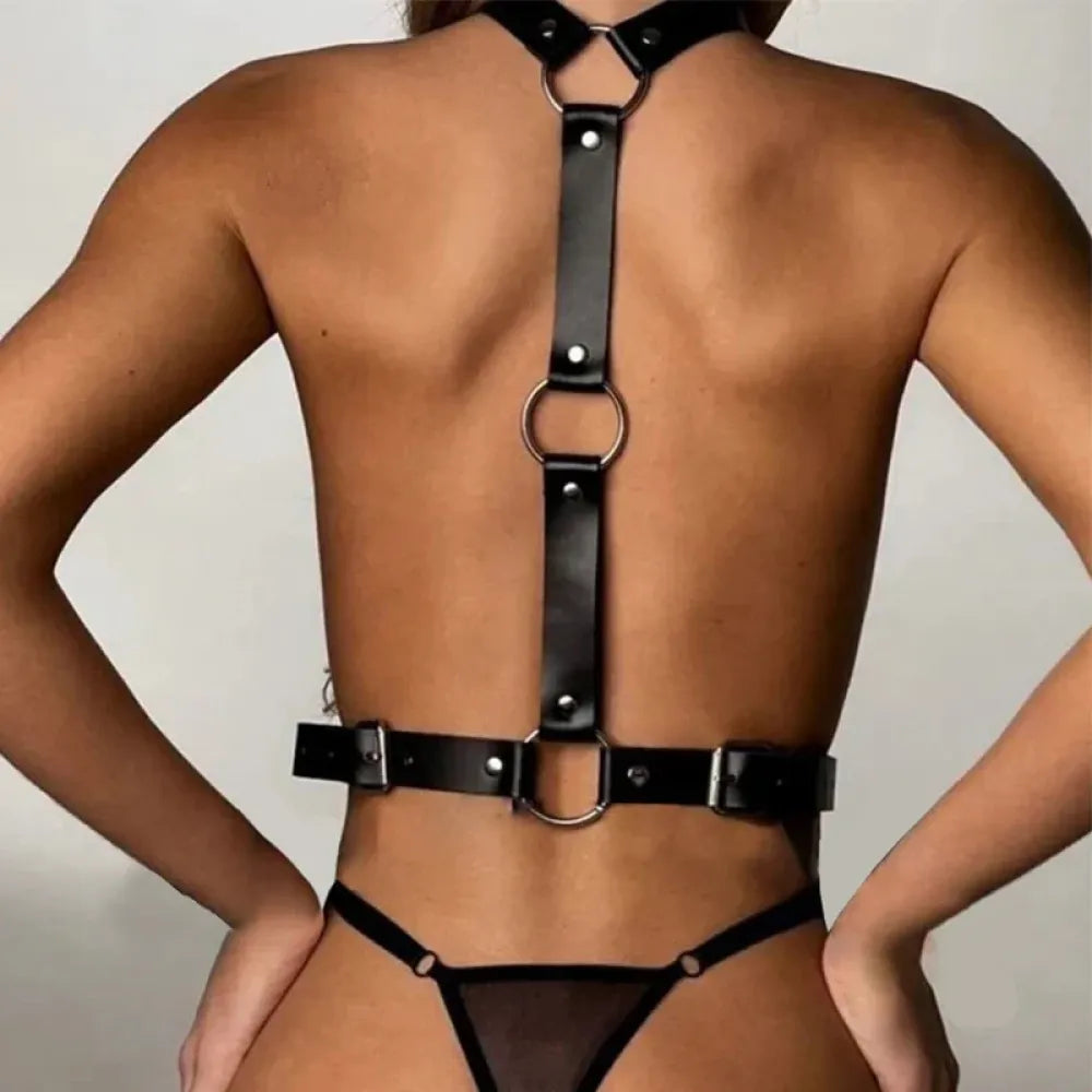 Hollow Garter Belt PU Leather Leg Harness Lingerie-6