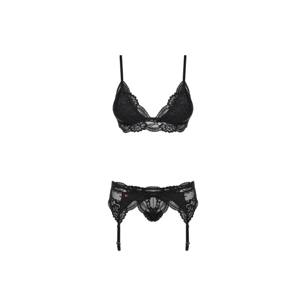 Lace Underwear Set By Obsessive 810-Seg-1 Black S/M-3