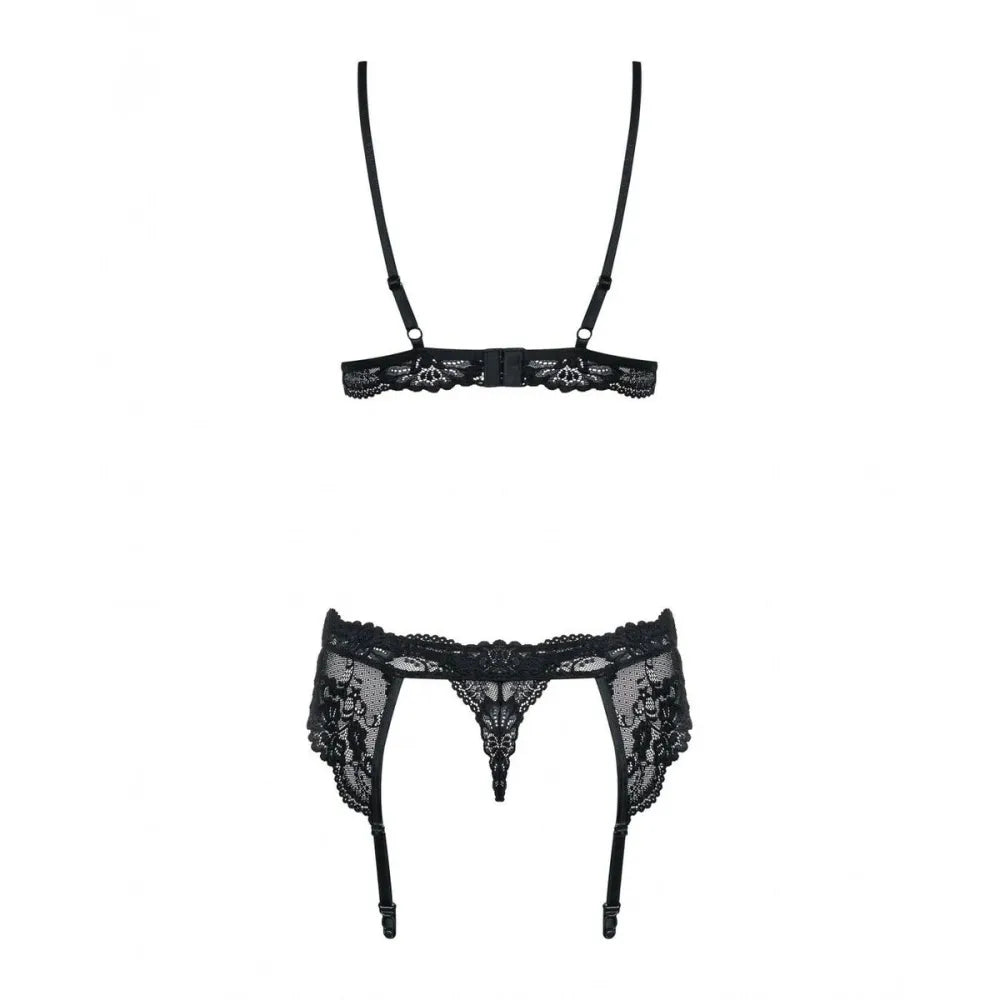 Lace Underwear Set By Obsessive 810-Seg-1 Black S/M-1