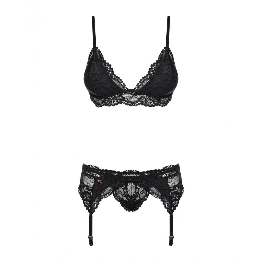Lace Underwear Set By Obsessive 810-Seg-1 Black S/M-2