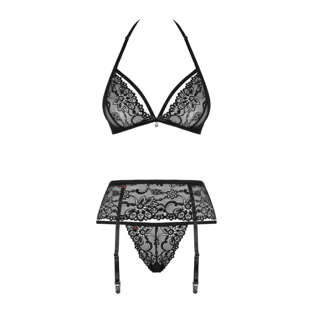 Lace Underwear Set By Obsessive 838-Seg-1 Black S/M-2