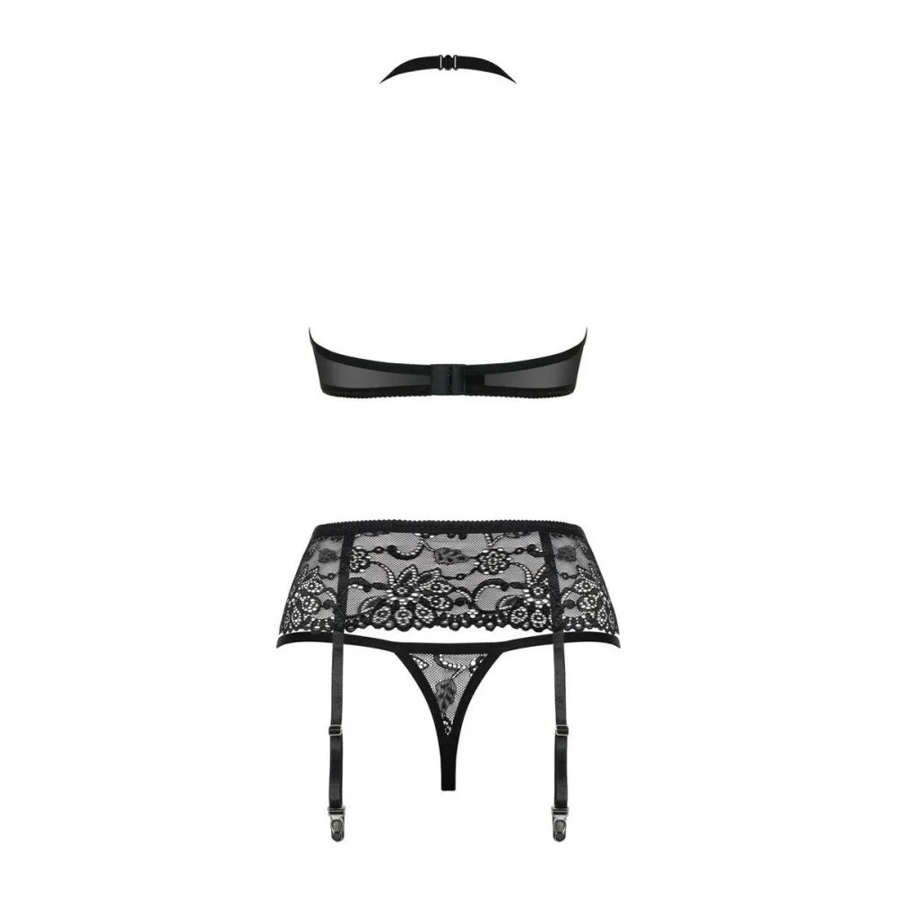 Lace Underwear Set By Obsessive 838-Seg-1 Black S/M-1