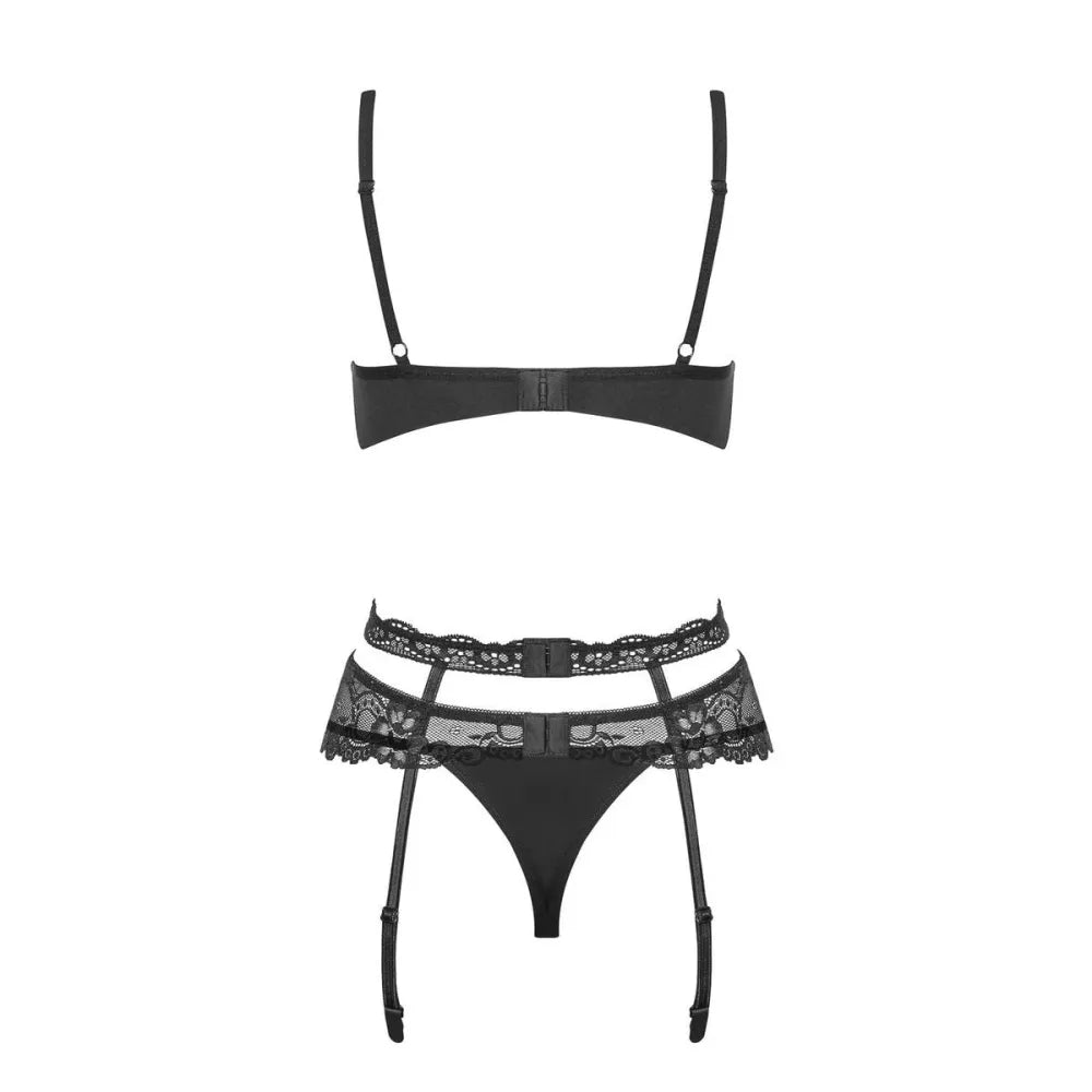 Lace Underwear Set By Obsessive Heartina Black S/M-1