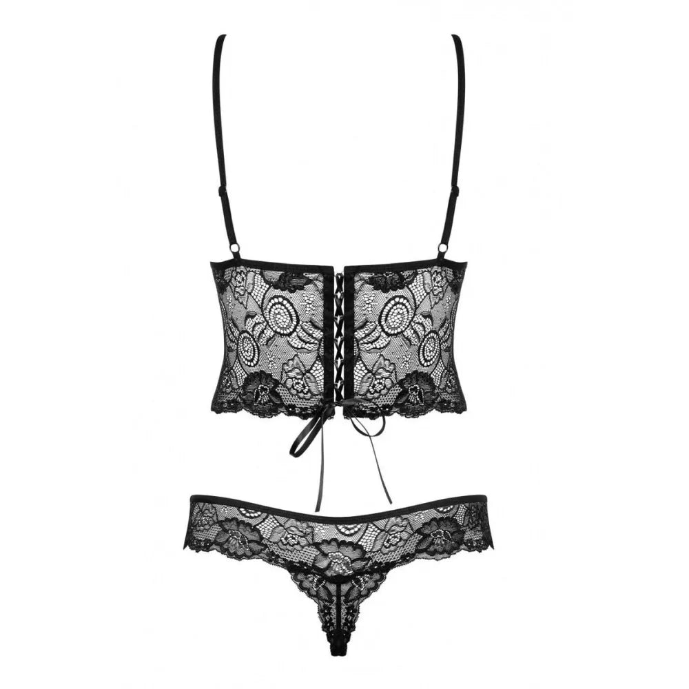 Lacy Bodysuit Alluria By Obsessive 12844 Black L/Xl-2