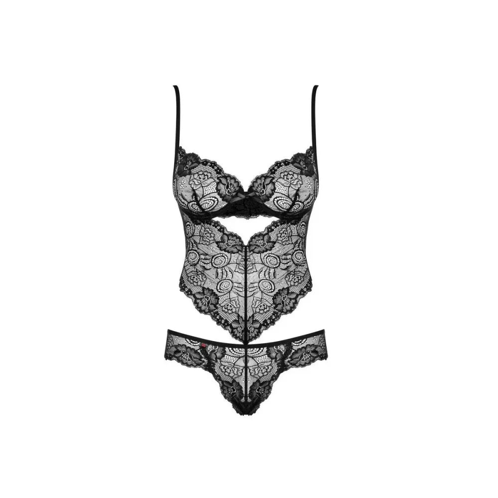 Lacy Bodysuit Alluria By Obsessive 12844 Black L/Xl-4