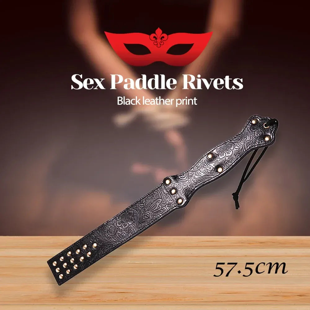 Leather Sex Paddle 22.7In Adult Flogger For Bdsm Play Bondage Cosplay-1