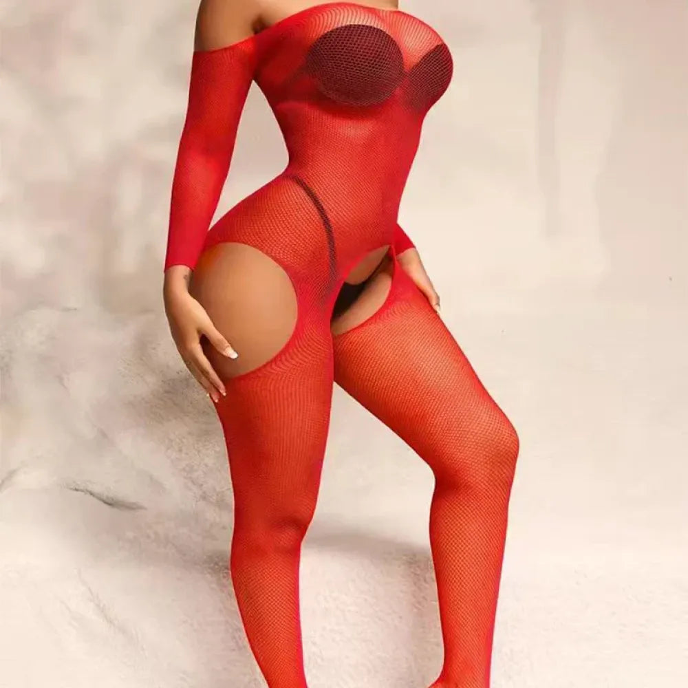 Long Sleeve Crotchless Babydoll for Women-4