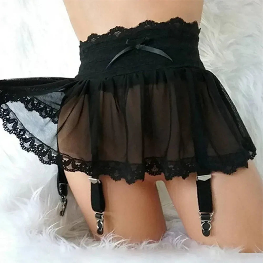 Plus Size Crotchless Bodysuit Garter Belt-2