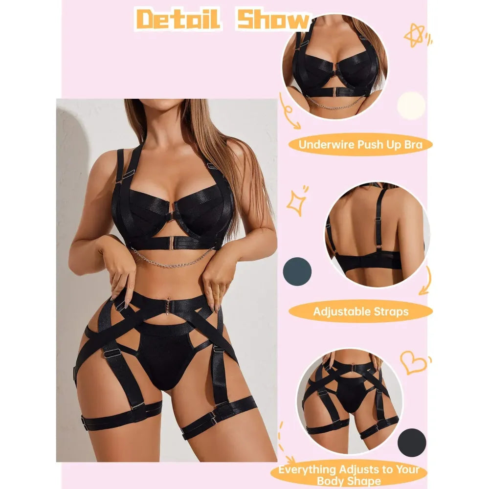 Punk Body Waist Belt Bodysuit Full Body Bondage Harness For Sexy Lingerie Leg Garter Bdsm Cosplay Nightclub Party-4