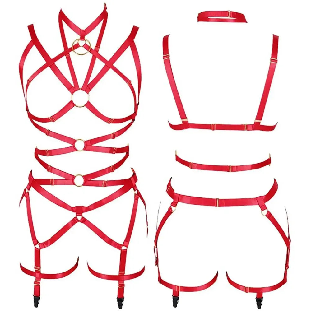 Punk Pu Leather Body Waist Belt Bodysuit Bondage Body Harness For Women-6