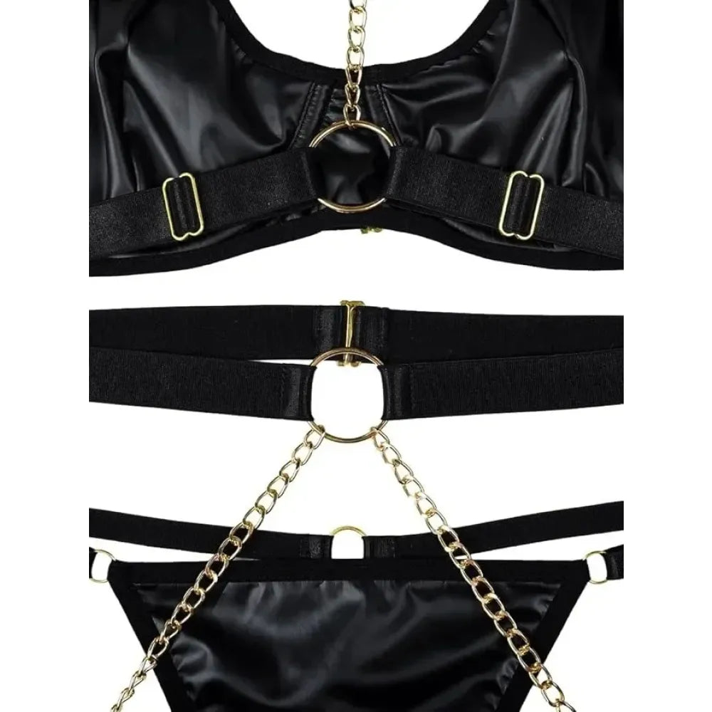 Punk Pu Leather Body Waist Belt Bodysuit Bondage Body Harness For Women-3
