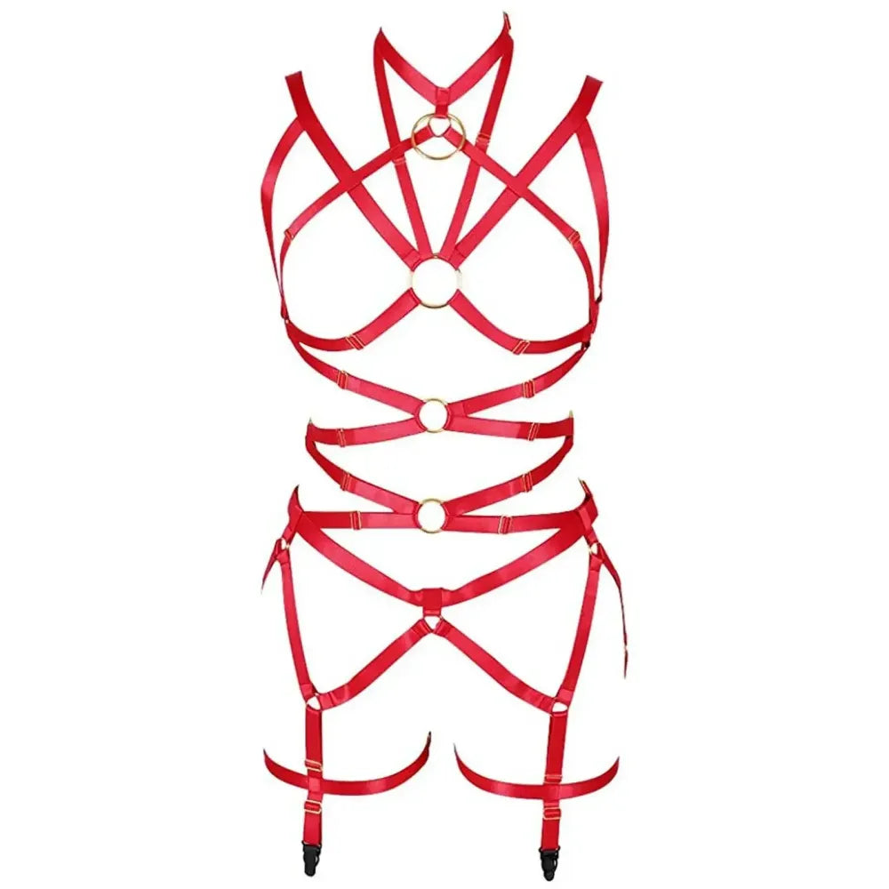 Punk Pu Leather Body Waist Belt Bodysuit Bondage Body Harness For Women-4
