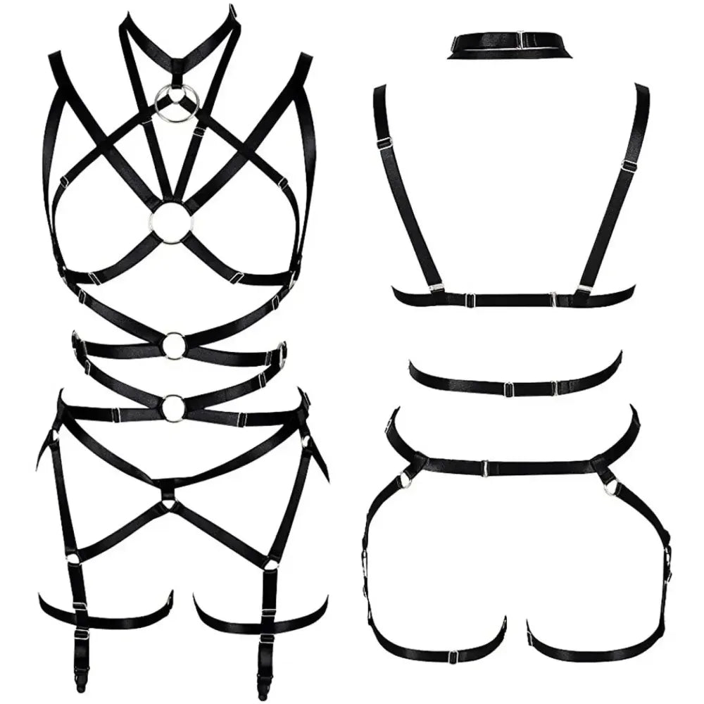 Punk Pu Leather Body Waist Belt Bodysuit Bondage Body Harness For Women-5