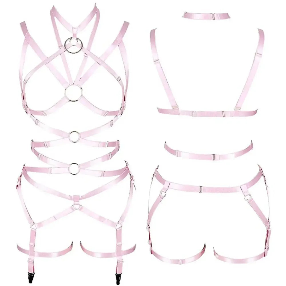Punk Pu Leather Body Waist Belt Bodysuit Bondage Body Harness For Women-7