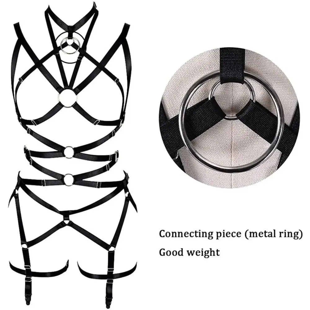 Punk Pu Leather Body Waist Belt Bodysuit Bondage Body Harness For Women-3