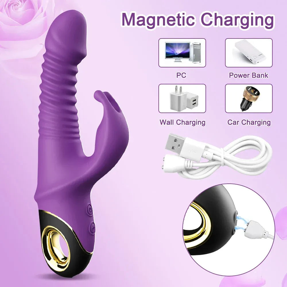 Rabbit Vibrator Automatic Telescopic G Spot Stimulator for Women Masturbation-2